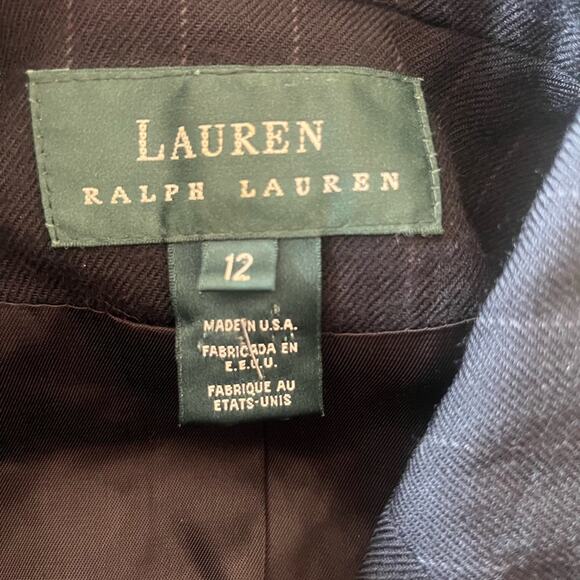 Lauren Ralph Lauren Wool Classic Pinstripe Academia Two Button Office Blazer - Picture 4 of 5